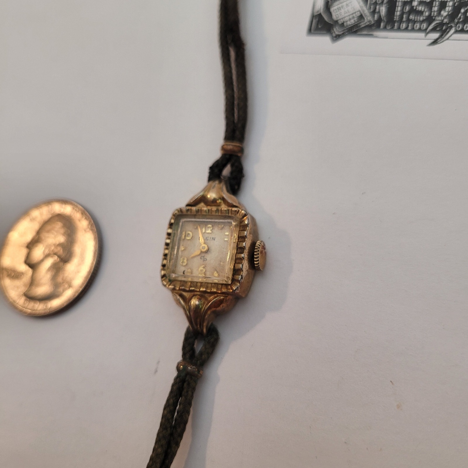Elgin Cocktail Ladies Watch  Mechanical  Women Vintage 10k Rgp Gold  Works